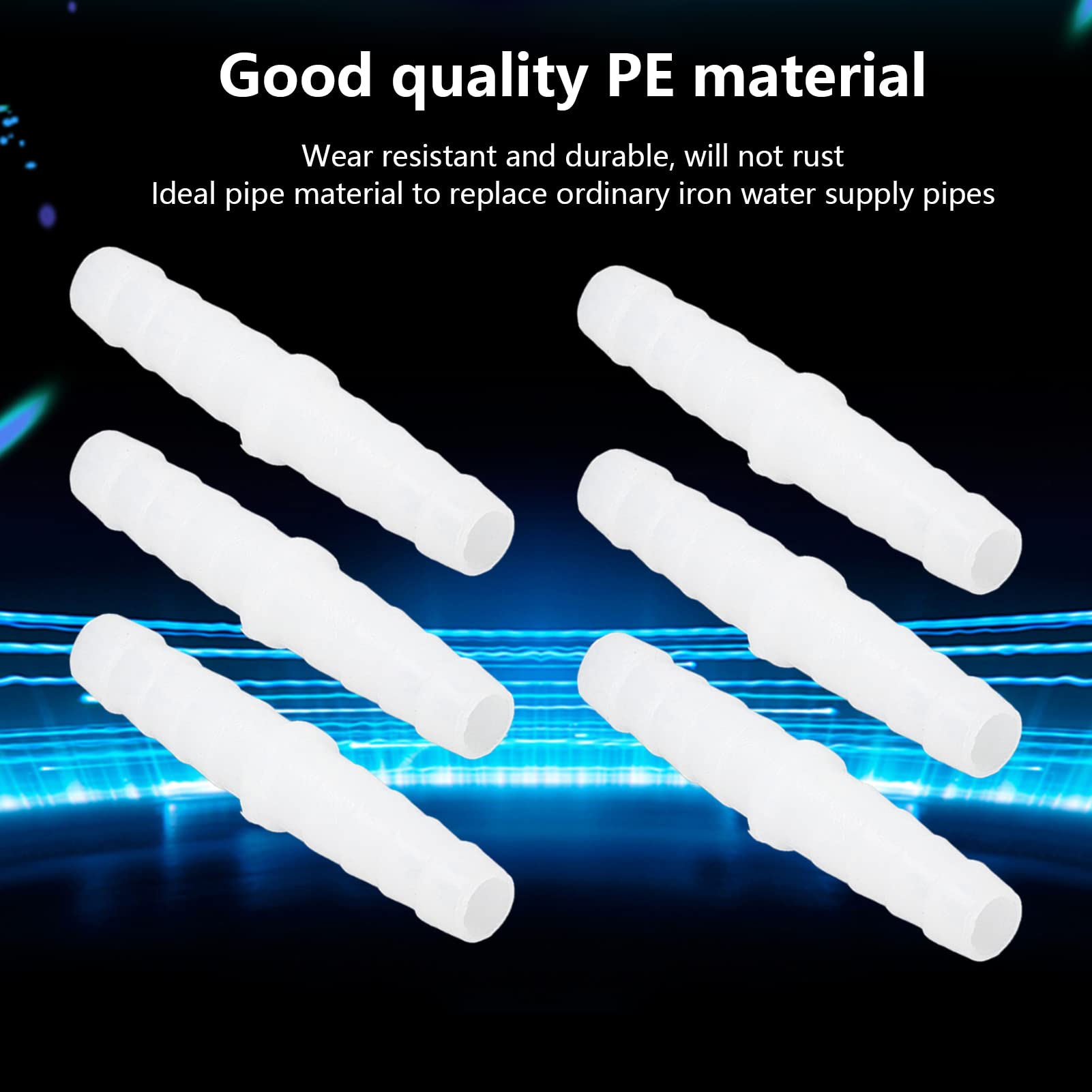 Generic Raccord de Tuyau en Plastique 10 Pièces, Tuyau Barbe Raccord Droit égal Barbelé en PE Résistante, Joint Union adaptateur à L'usure pour Tuyau de Pompe Tuyau en Silicone(6-6mm)