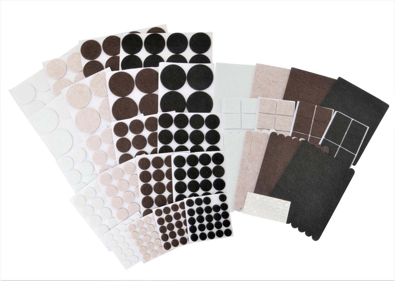Large 406pcs Bulk Pack of Premium Furniture Felt Pads For Furniture Feet - Chair Leg Floor Protectors - Floor and Furniture Care Kit – Heavy Duty Self-Stick Adhesive-Backed 5mm Thick Felt