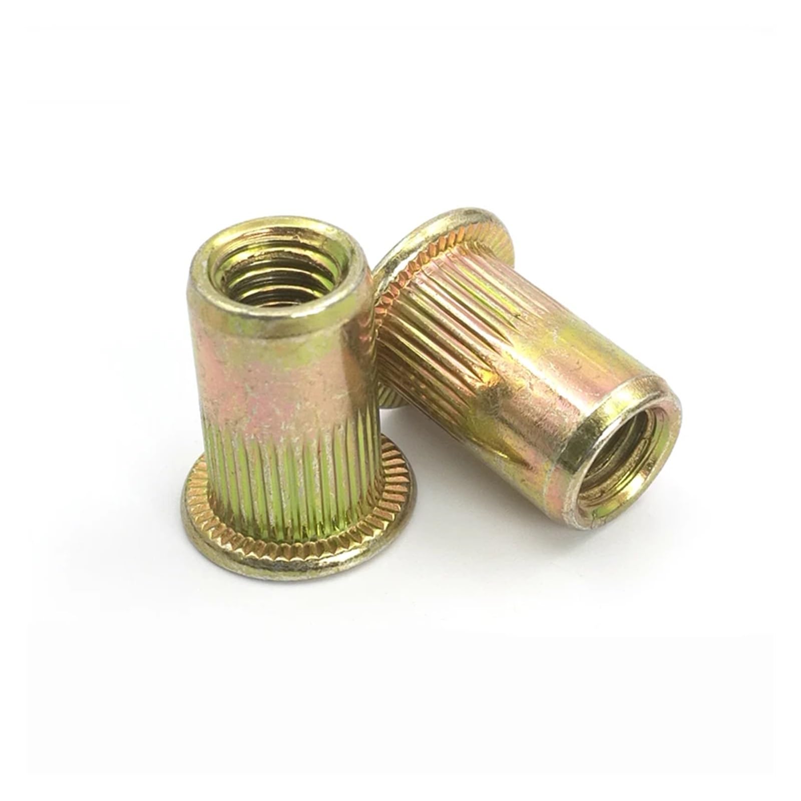 Tuercas de remache M3 M4 M5 M6 M8 M10 M12 Tuercas de remache roscadas de cabeza plana moleteada Acero al carbono galvanizado(M8 100pcs)