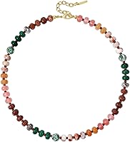 KissYan Gemstone Beaded Boho Choker Necklace for Women - Natural Stone Handmade, Adjustable 16+2", Hypoallergenic Jewelry Gift