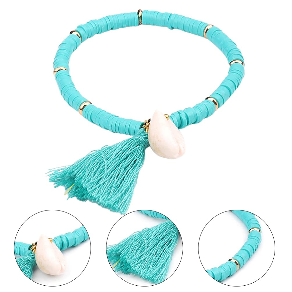 Heisi Surfer Rainbow Clay Armbänder mit Quasten Vinyl Scheibe Perlen Polymer Freundschaft Sommer Beach Armband