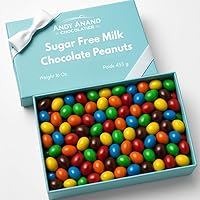 Vista 3 de Andy Anand Chocolatier Cacahuetes de chocolate con leche sin azúcar, sin gluten, cacahuetes cubiertos de chocolate premium, aptos para diabéticos