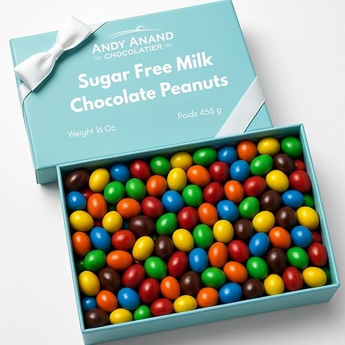 Miniatura 3 de Andy Anand Chocolatier Cacahuetes de chocolate con leche sin azúcar, sin gluten, cacahuetes cubiertos de chocolate premium, aptos para diabéticos