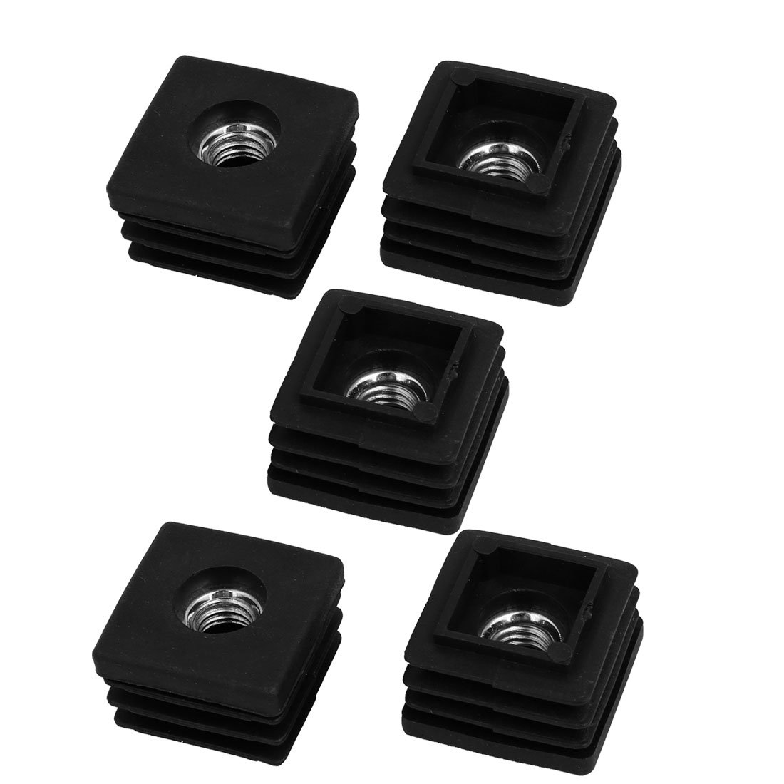 Uxcell Women's Black Sourcingmap 25Mm X 25Mm M8 Thread Plastic Blanking End Caps Tube Inserts 5Pcs