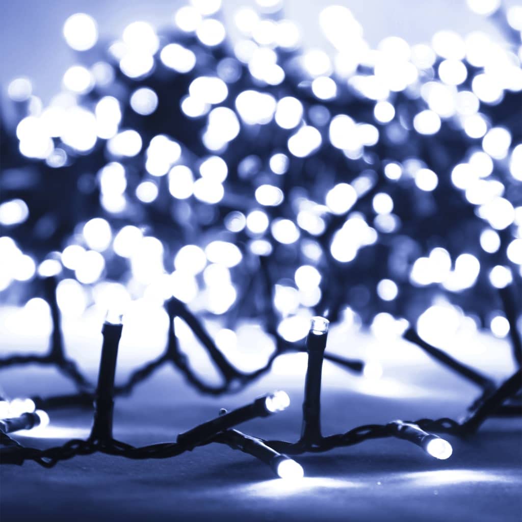 Guirlande lumineuse LED avec 1000 LED blanc froid 25 m PVC fil de cuivre éclairage de Noël intérieur et extérieur pour jardin, balcon avec 8 effets lumineux Lumière d'ambiance compacte