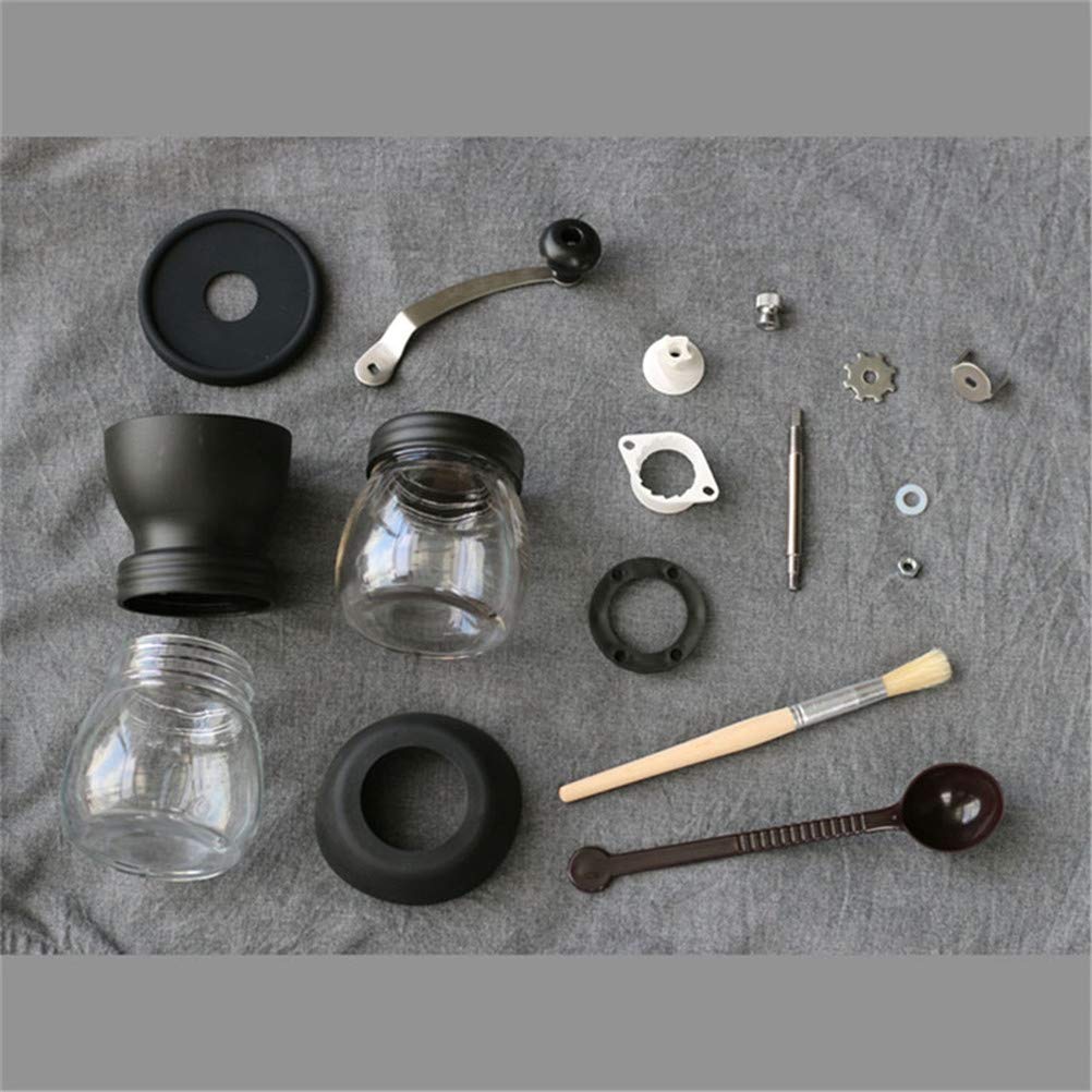 LBCD Macinacaffè manuale regolabile a grana grossa, macinaspezie, conico, in ceramica, silenzioso, perfetto per casa, ufficio, viaggi, con barattolo portaoggetti e spazzola morbida