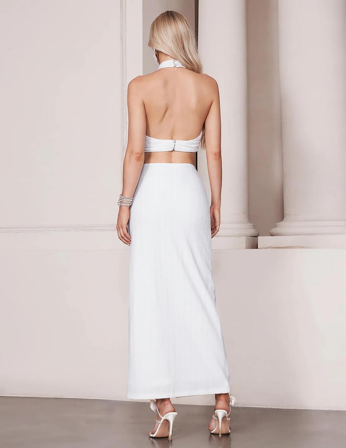 BELLA BARNETT White Two Piece Skirt Set For Women Elegant Birthday Outfits For Women