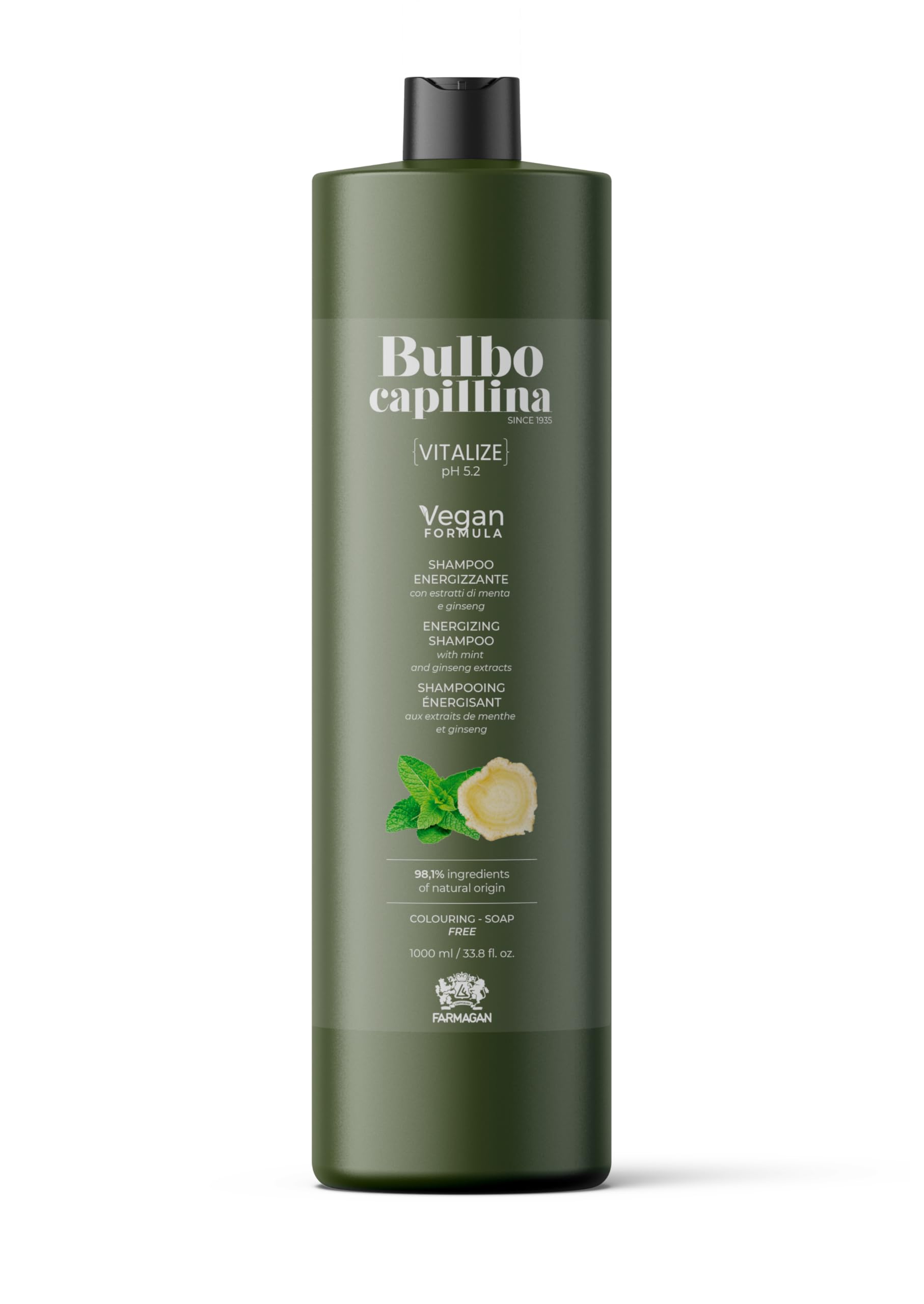 Farmagan Bulbo Capillina Vitalize Shampoo 1000ml | shampoo per capelli energizzante - formulazione vegana bulbo
