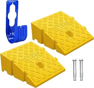 2Pack Curb Ramp with one Large Hose Hook, Portable Lightweight Heavy Duty Plastic Driveway Curb Ramps for Low Cars,Motorcycle Ramp,Curb Ramps (5.12 inch High)