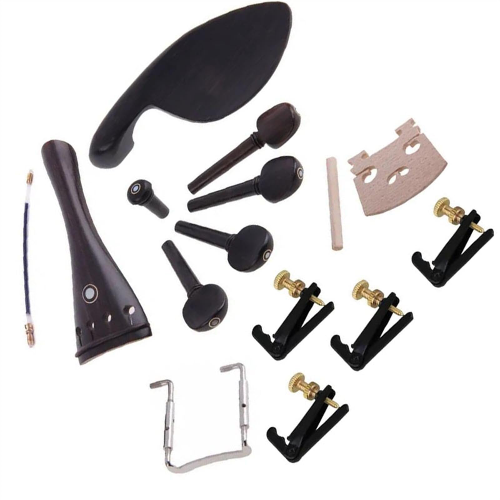 Set di ponti in acero con mentoniera e parti di violino in ebano 4/4 pezzi di ricambio per violino