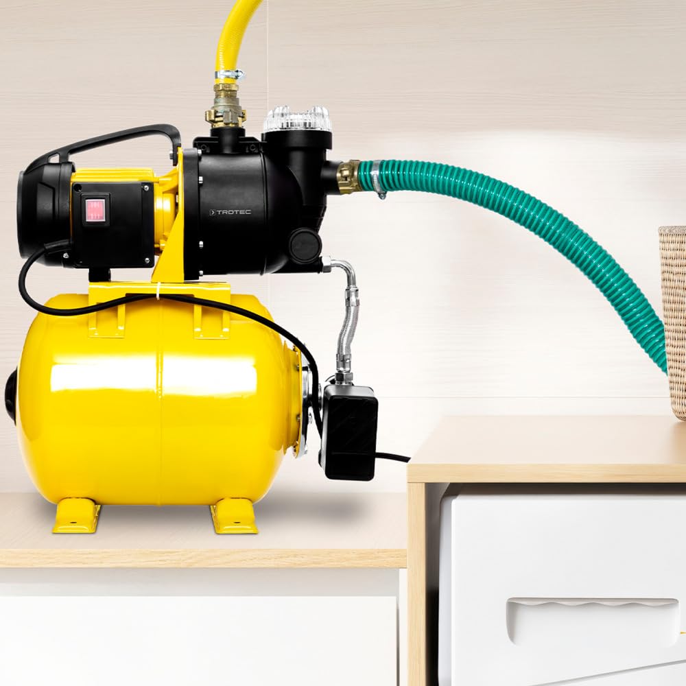 TROTEC TGP 1025 EF Hauswasserwerk mit Vorfilter – Edelstahl, 3.500 l/h, 1.000 W, 30 m Förderhöhe, für Brauchwasser und Garten