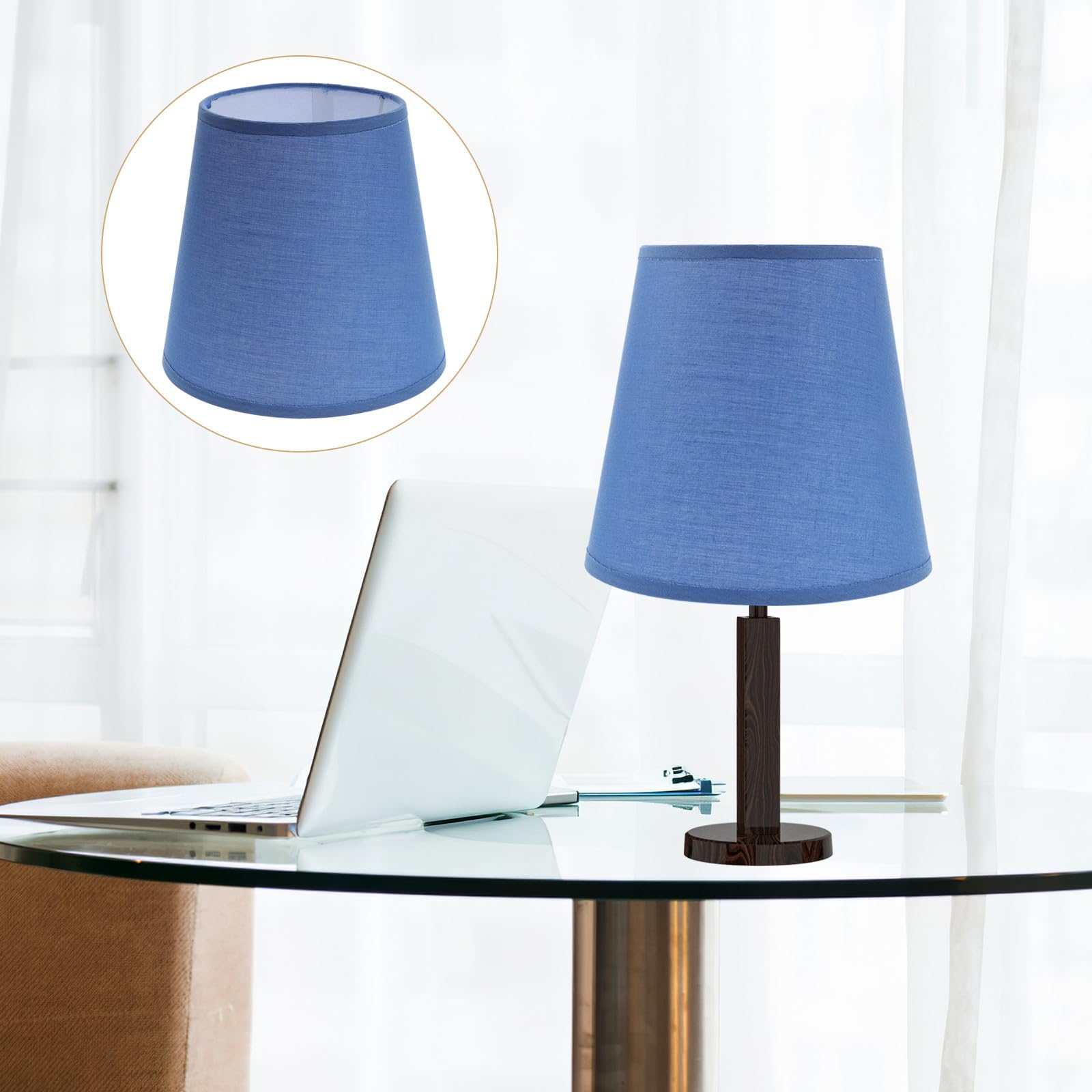 Paralume per Lampada da Tavolo e Sospensione E27 di Lino Azzurro Copertura Leggera a Forma Cilindrica per Soggiorno Camera da Letto e Ufficio Design Moderno e Luce Morbida
