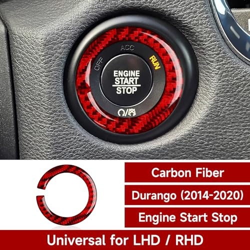 Image of Car Engine Start Stop Cover Decals for 2014-2020 Dodge Durango Accessories Carbon Fiber Interior Stickers