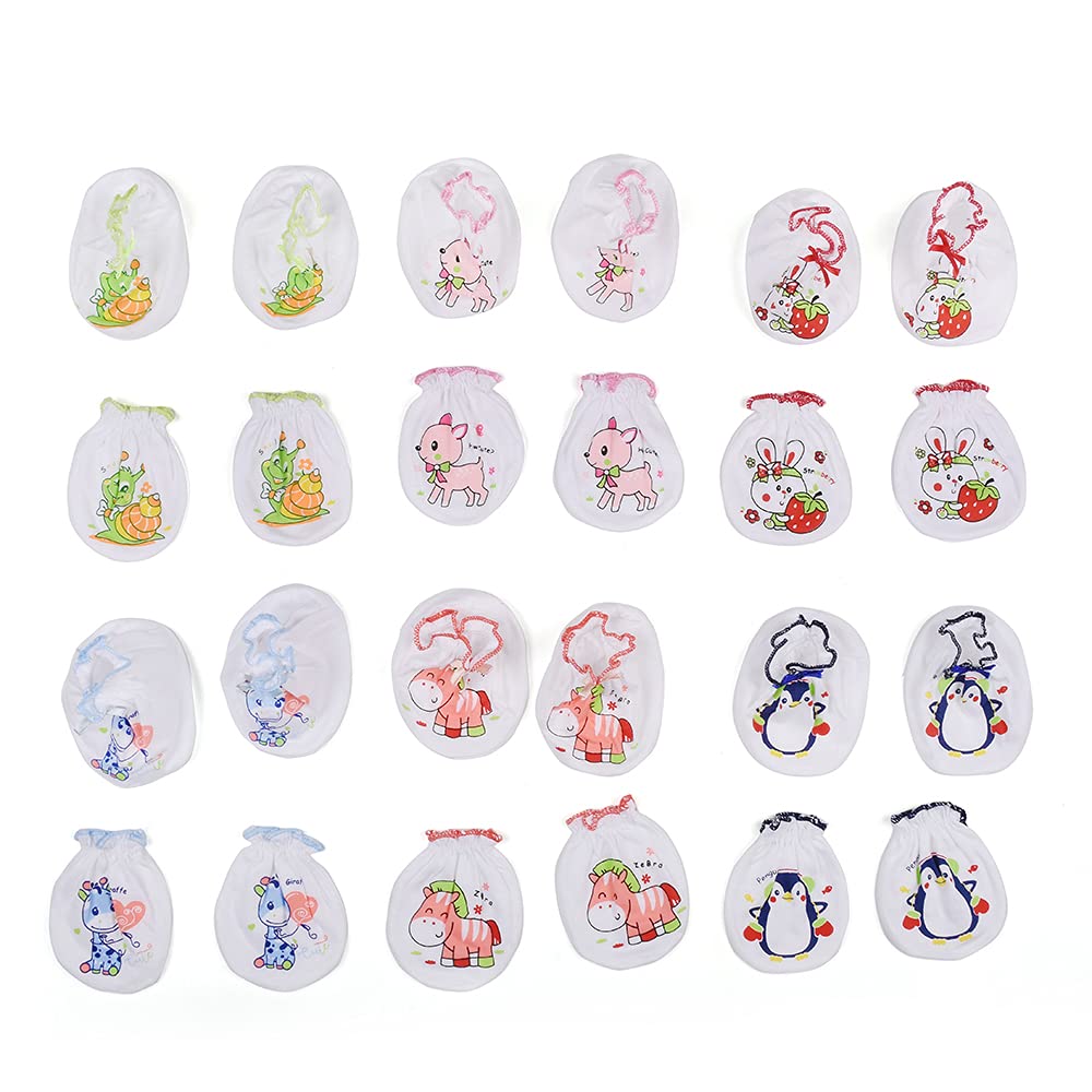 Mother's Trend Baby Combo Set Of Mittens and Booties 6 Pair Of Hand Mittens (Gloves) and 6 Pair Of Leg Booties (Socks), Pure Cotton Soft Fabric, 0 to 4 Months