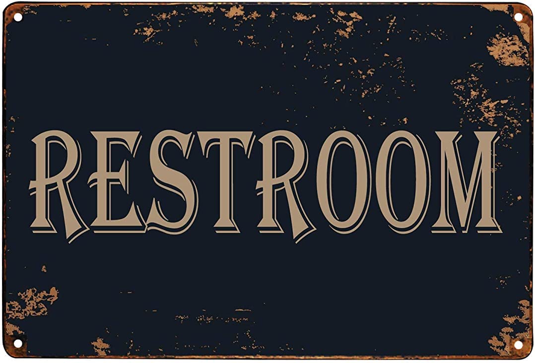 peiyeety Retro Metal Tin Sign 12 X 16 Inches Toilet Retro, Bathroom Door Signs for Offices, Businesses, Restaurants, Toilets, Man Cave Wall Decorations Plaque Sign