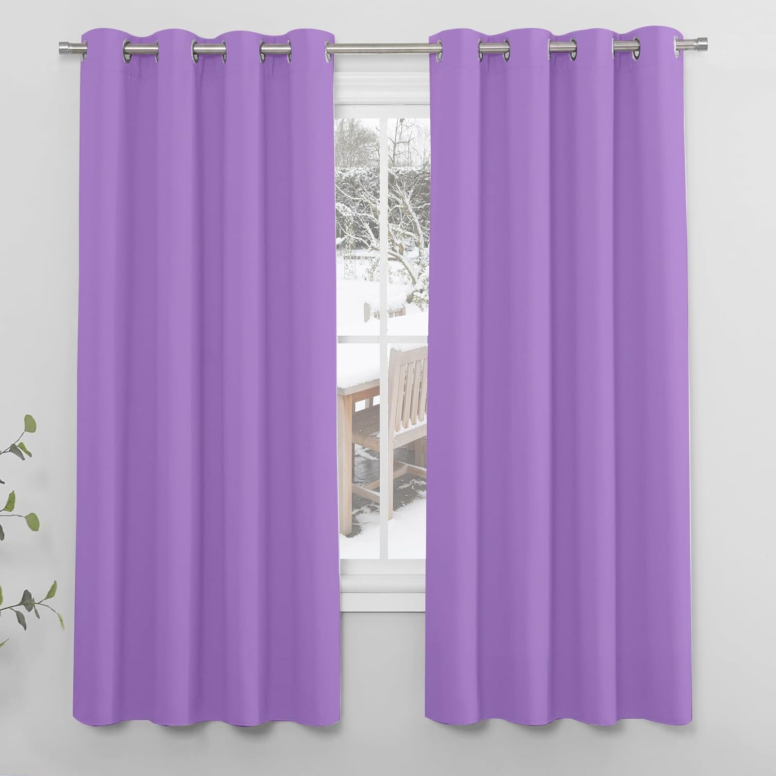 Gardinen Blickdichte Vorhänge 140 x 80 cm Isolierend Kälteschutz Sonnenschutz Verdunklungsvorhänge Hitzeschutz Thermogardine für Jedes Fenster, Lila