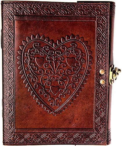 Product Image of the URBAN LEATHER Romantic Heart Journal - Brown Handmade Vintage Sketchbook Writing Notebook, Unlined
