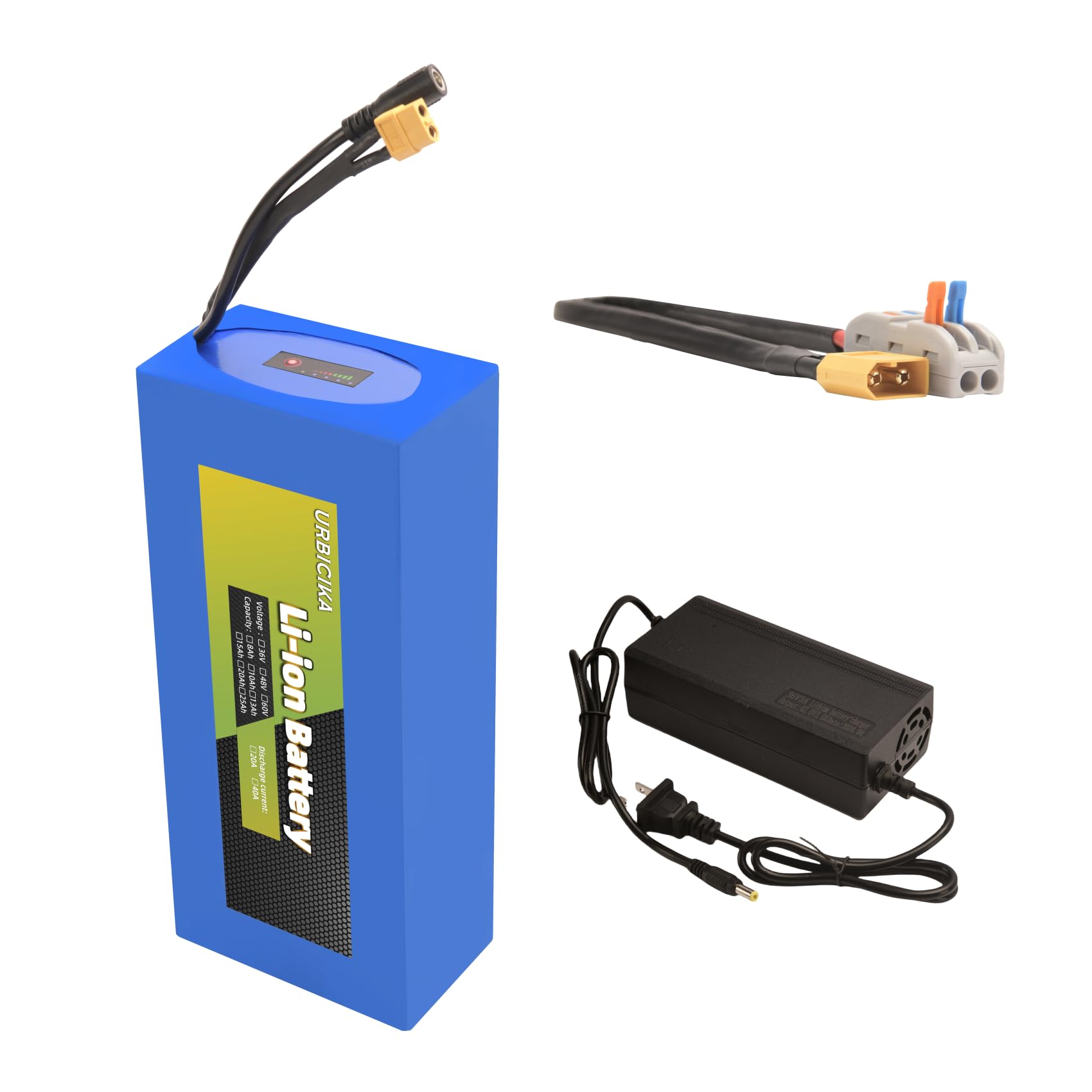 GIDUCTON Lithium Battery Pack for Scooters, 48V, 15Ah, with 54.6V 3A Charger, 20A BMS for 350W-750W Motor (48V 15Ah)
