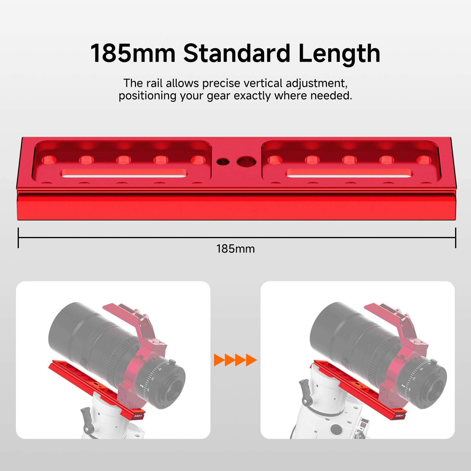 Svbony SV239 185 mm avec poignée Support de Plaque Montage à Queue d'aronde multifonctionnelle, Universel Double Face, Compatible avec Les systèmes Vixen/Synta et Arca-Swiss, Convient aux télescope