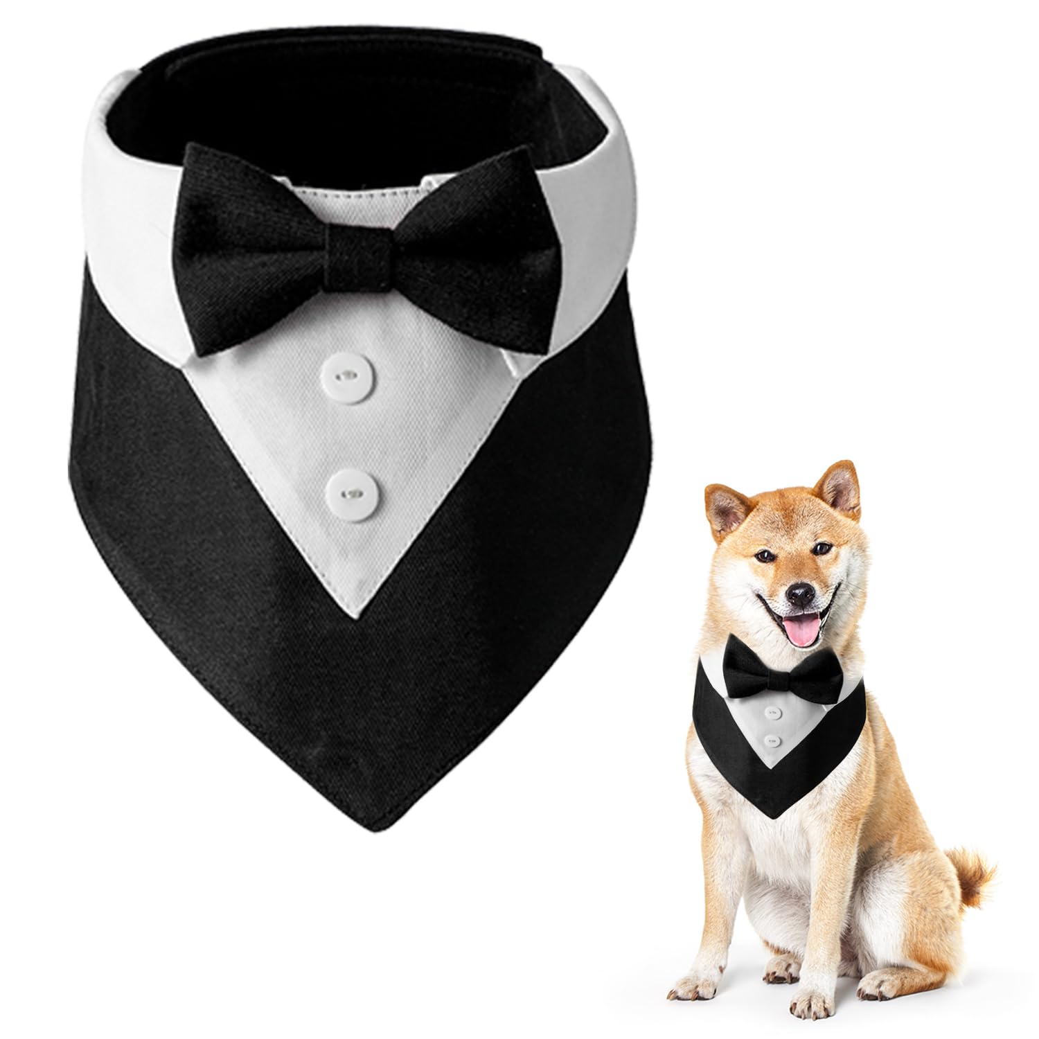 1 Pieza de Pañuelo con Pajarita para Perro, Pajarita de Esmoquin para Fiesta de Mascotas, Bandana Ajustable y Transpirable para Perro Cumpleaños, para Perros Pequeños y Medianos (Negro)