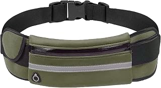 Slim Running Belt, Waterproof Fanny Pack with Water Bottle Holder,Phone Holder for Running,Reflective Waist Bag for Men,Runners Belt Pouch,Money Belt,Waist Pack for Workout Camping Travel Running