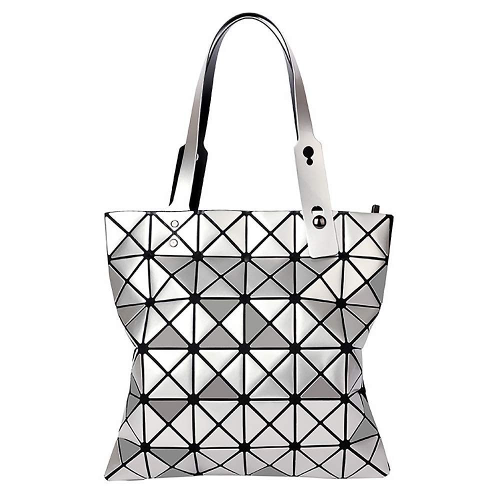 whatUneed Donne Top-Handle Borse, Borsa a tracolla luminosa geometrica, pieghevole in pelle PU Shard Lattice Tote Bag Shard Shard Bag