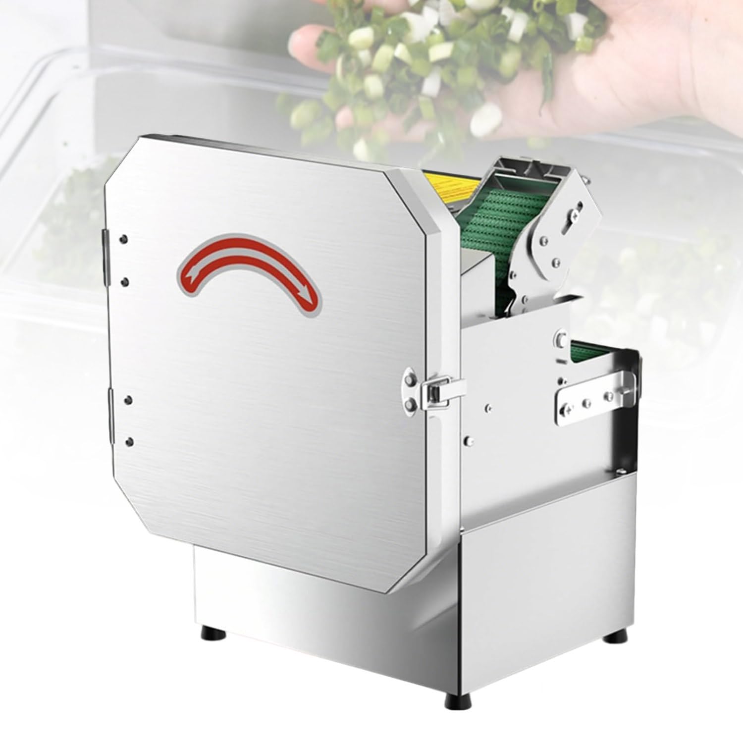 Tritatutto per Verdure Commerciale, con Vassoio di Raccolta, Porta di Alimentazione da 7 cm, Robot da Cucina e Tritatutto, per peperoni, cipolle Verdi tritate, Cipolla, coriandolo, porri