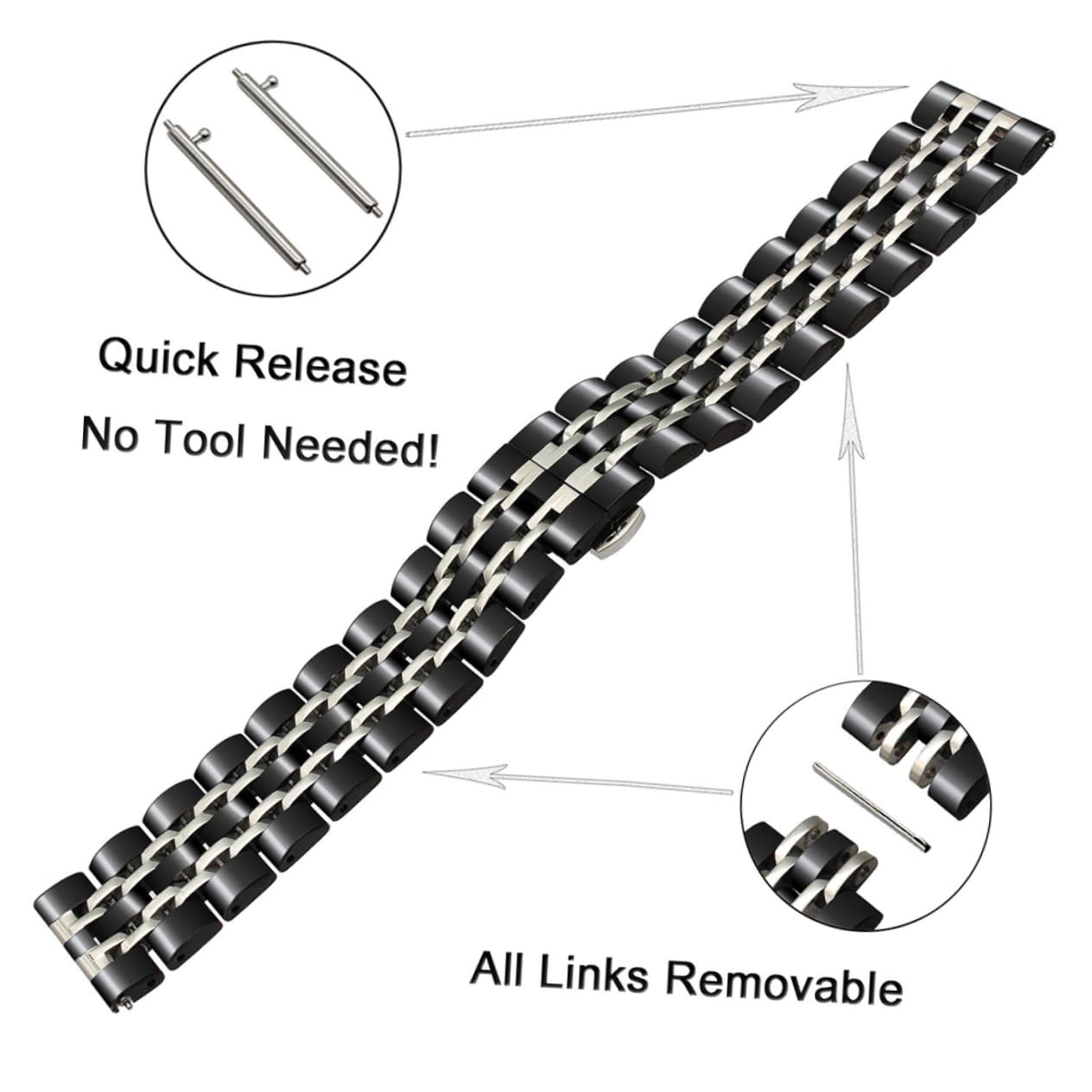 Hemobllo 2 Pièces Bracelet De Montre En Acier Inoxydable Élégance Gracieuse Funky Équipement Compatible Bracelet Large s De Montre De e Intelligente De