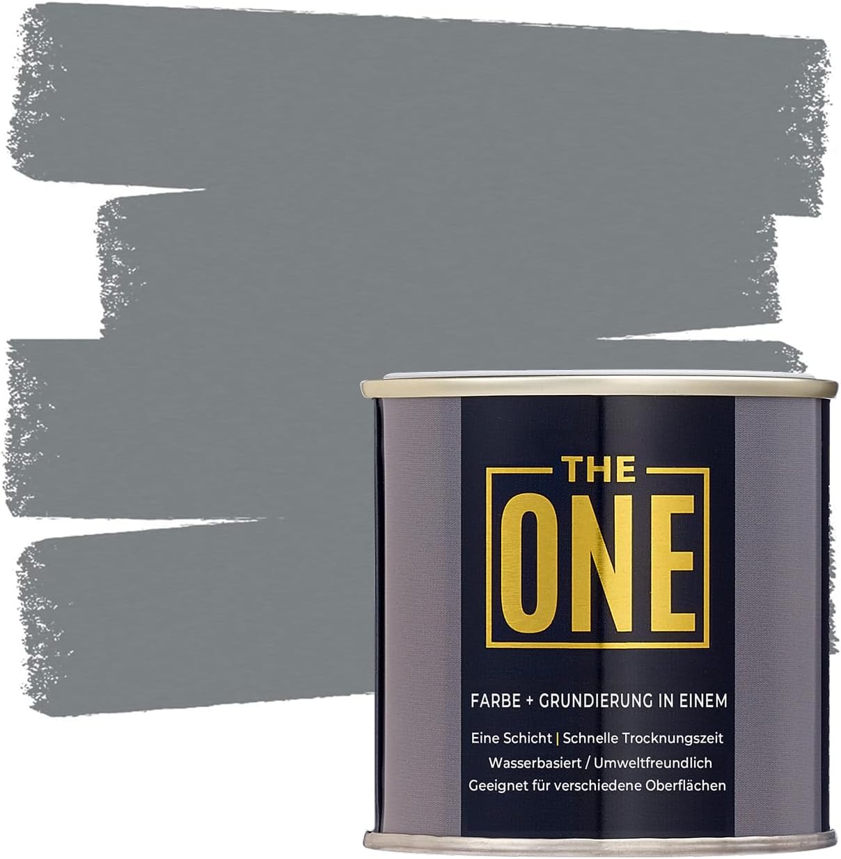 THE ONE All-in-One Paint & Primer: Durable Furniture, Cabinet, Front Door, Wall, Bathroom, Kitchen - Fast Drying Interior & Exterior Craft Paint (Grey, Satin, 1 Liter)