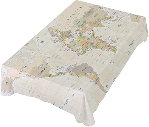 ALAZA Mantel protector lavable de 54 x 54 pulgadas, diseño de mapa del mundo, para mesa de comedor, camping y bufé