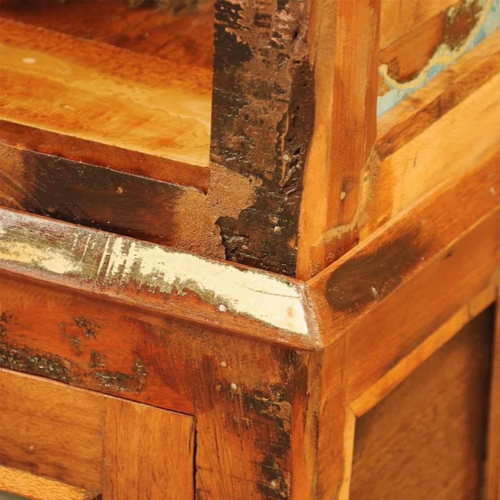 Libreria in legno massiccio riciclato in stile vintage con tre ripiani e armadietto per soggiorno, ufficio o cameretta dei bambini, robusta, fatta a mano, versatile, salvaspazio