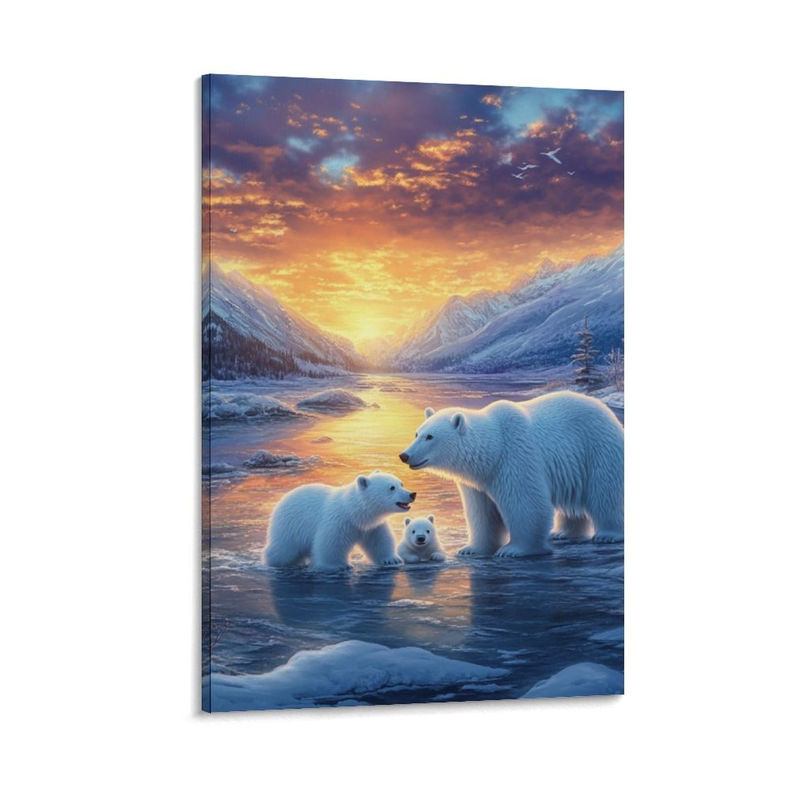 DHBANEIOK Polar Bear Art - Modern Giclee Canvas Prints Landscape Pictures Artwork Paintings on Canvas Wall Art for Home Office Decorations 24x36inch(60x90cm)