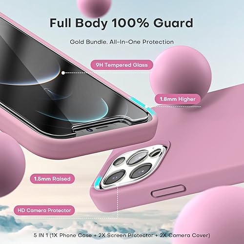 Vista 268 de TOCOL - Funda 5 en 1 para iPhone 11, con 2 protectores de pantalla + 2 protectores de lente de cámara, funda delgada de silicona líquida a prueba
