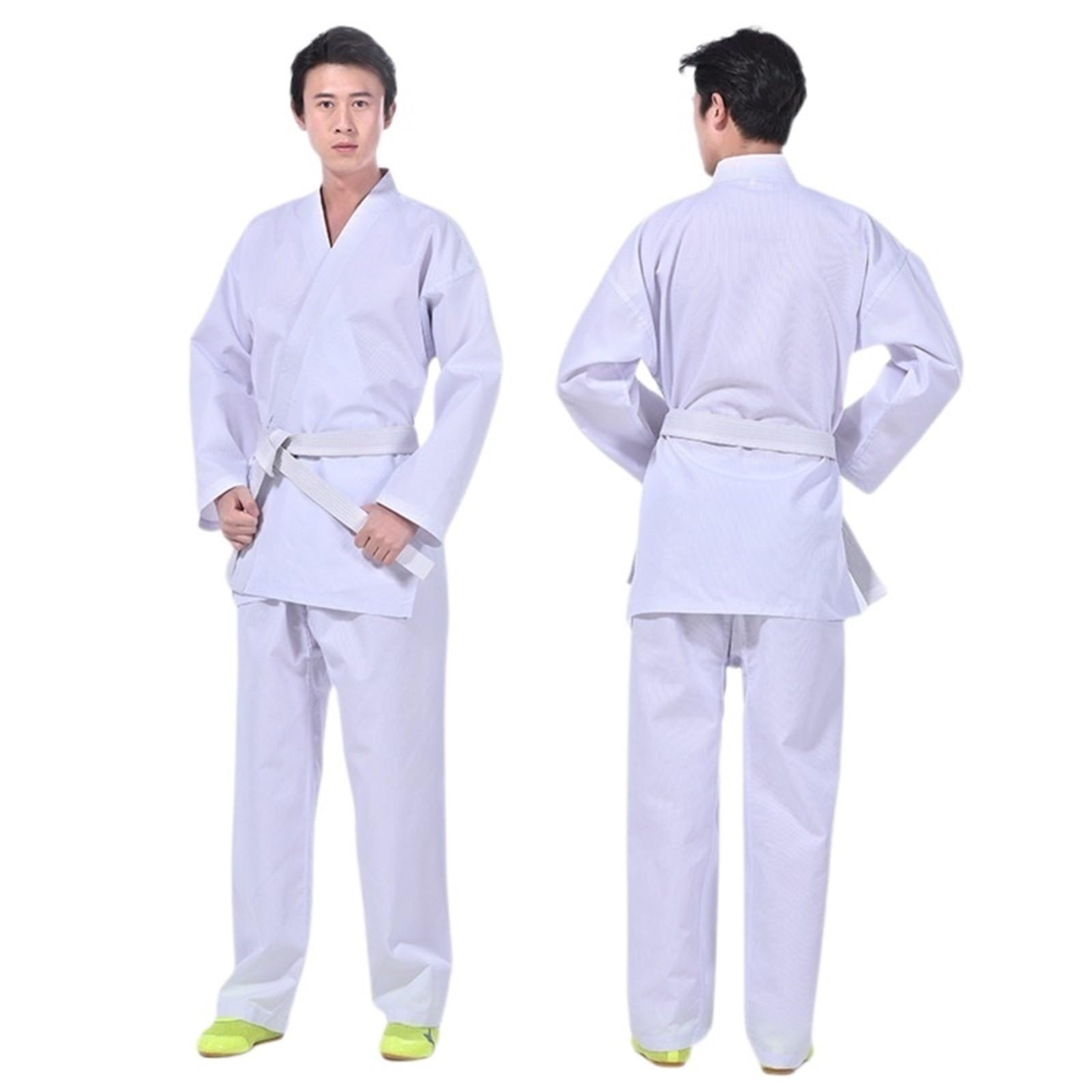 Traje de Uniforme Karate Gi, Cintura elástica for niños, Entrenamiento Deportivo, Gimnasio, cinturón Blanco para Formación, Rendimiento(200cm)