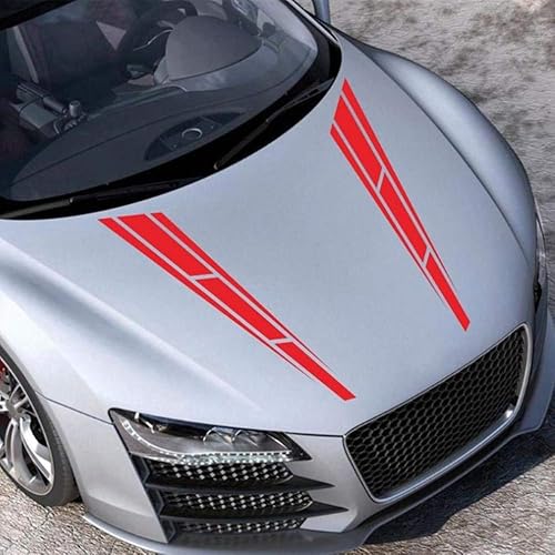 Miniatura 8 de LANZMYAN Calcomanía para capó de coche, DBS001, universal, para carrocería de carreras, vinilo modificado, diseño de rayas, color blanco