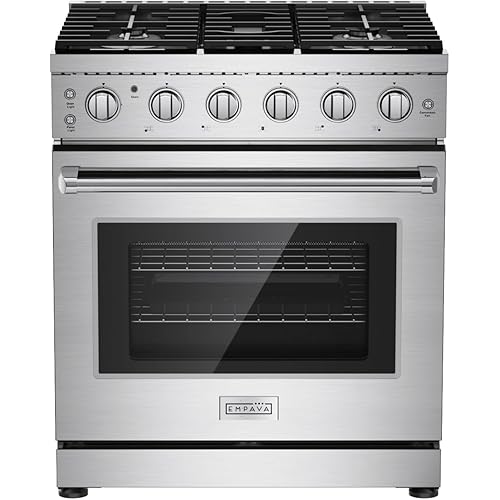 Empava 30 Inch Gas Range with True Convection, 4.55 Cu. Ft Oven, 18,000 BTU Power Burner for Searing, 5 Sealed Burners Cooktop, Convertible NG/LP, Stainless Steel, CSA Certified