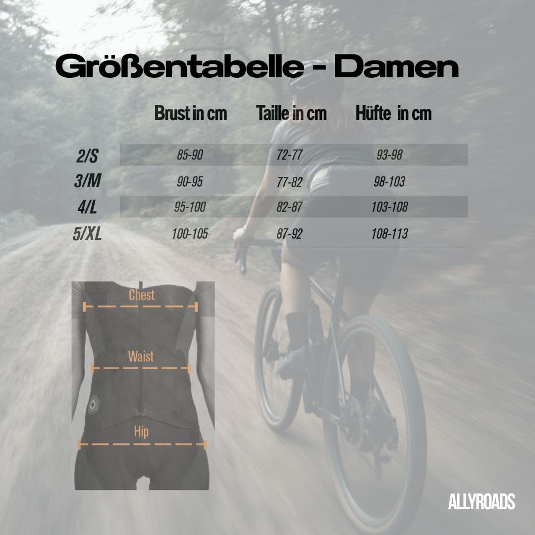 Gravel Cargo Bib Shorts Damen Fahrradhose mit 3D Sitzpolster,4 Taschen und Powerband-Radhose für Gravel, Bikepacking, Rennrad
