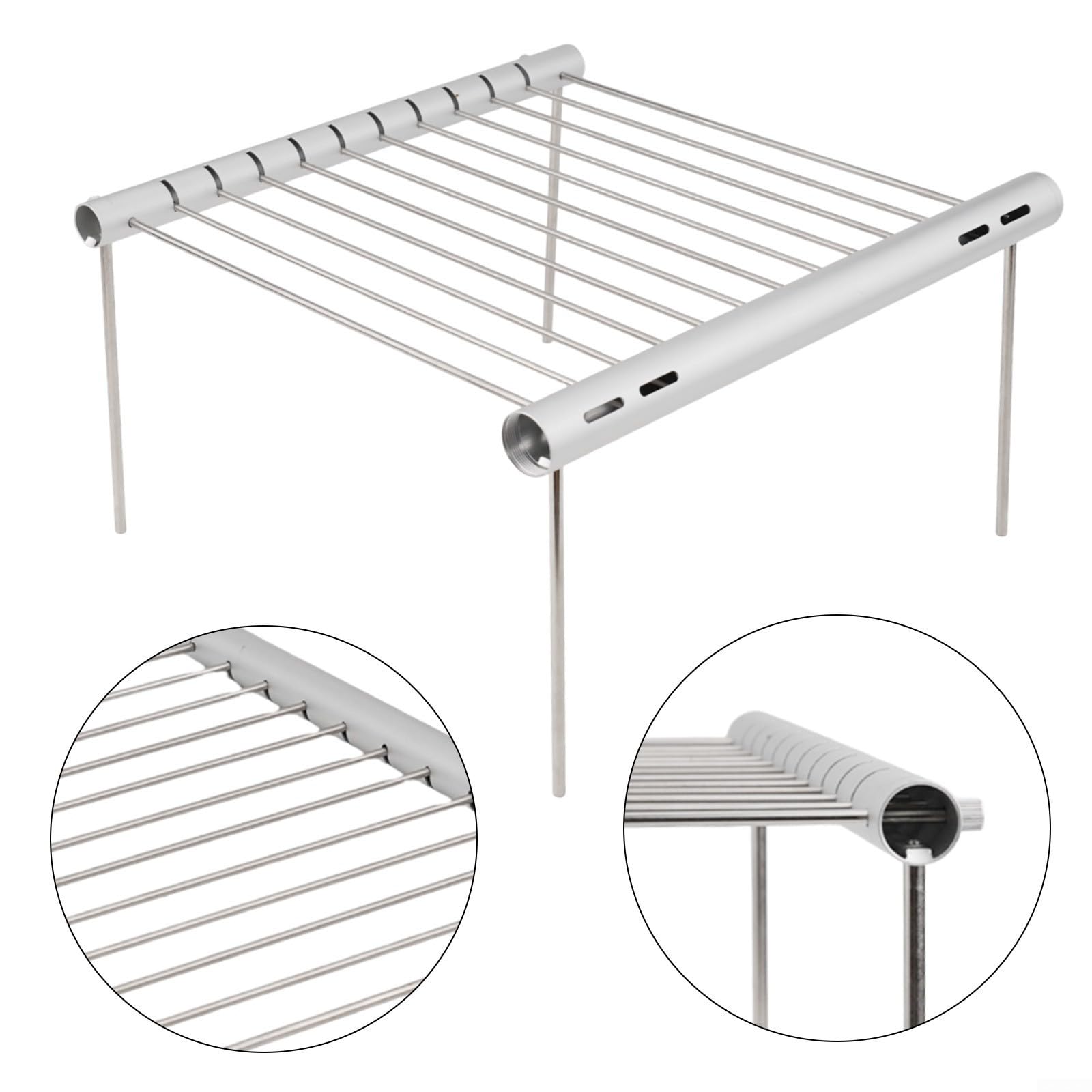 Parrilla de camping portátil de acero inoxidable ligera parrilla plegable de carbón con tubo de transporte para un fácil almacenamiento, ideal para cocinar al aire libre