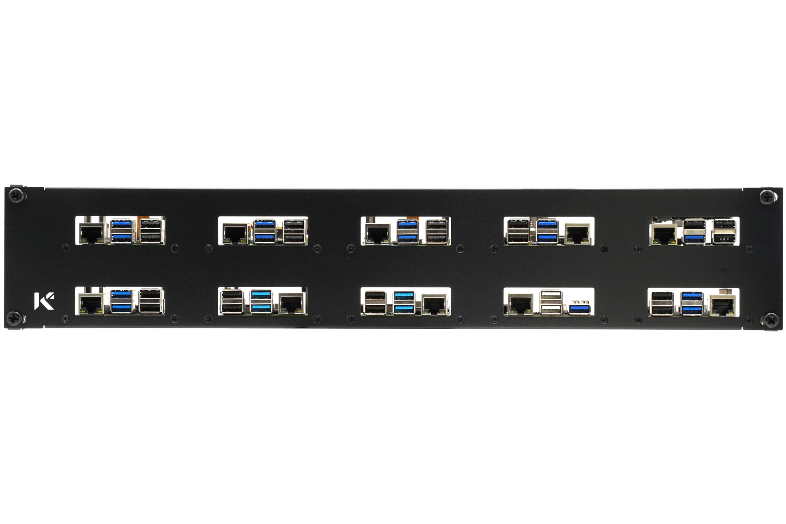 KKSB Pannello rack 2U per Raspberry Pi da 19-inch (19"), contiene 10 schede, supporta cappelli e dispositivo di raffreddamento ufficiale Raspberry Pi