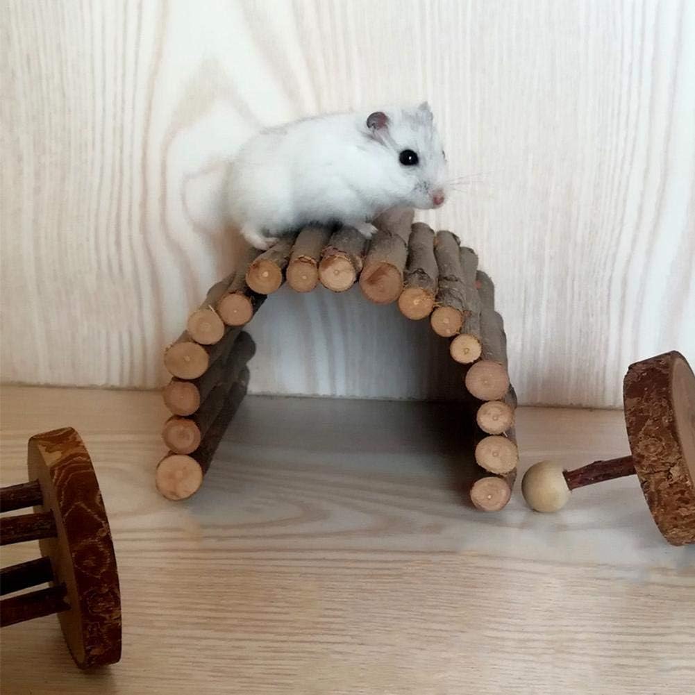Tnfeeon Wooden Hamster Bridge,Shrub Rodents Chewing Climbing Tunnel Small Animal Bendy Bridge Ramp Hut Hideout for Guinea Pigs Hedgehogs Chinchillas and Other Rodents