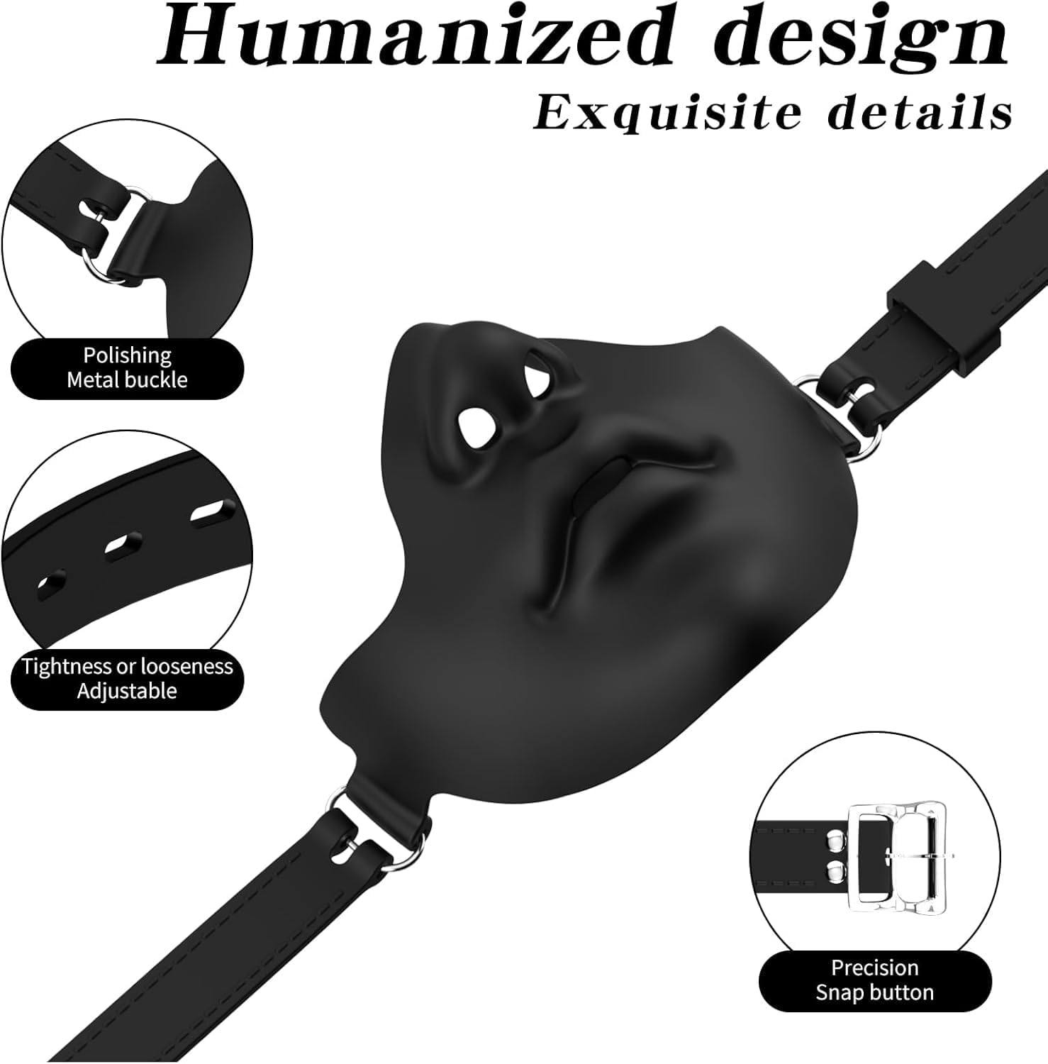 BDSM Gag with Tongue Restraint, Adjustable Ball Gag Mouth Spreader for Bondage Training, Silicone SM Gags for Couples, Fetish BDSM Toy for Male and Female Slaves