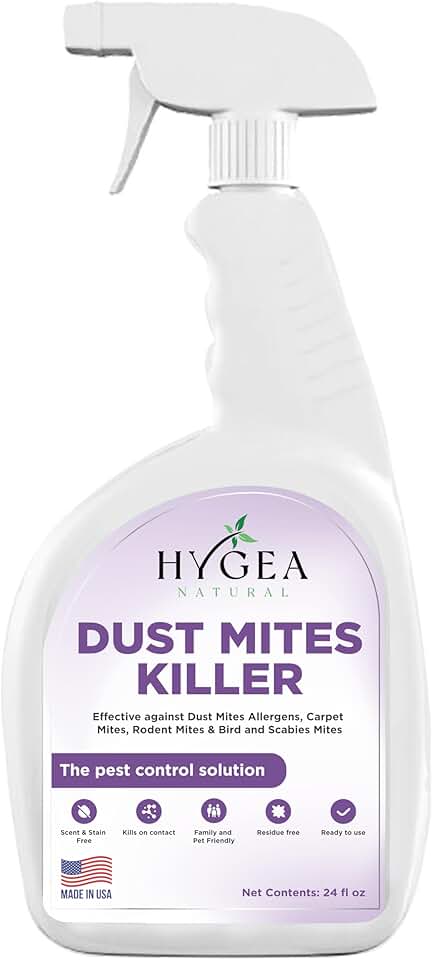 Hygea Natural Spray de ácaros - Elimina ácaros, ácaros de carpetes, ácaros de roedores, ácaros de pássaros e sarna - Adequado para animais de estimação e crianças - 680 g (sem perfume)