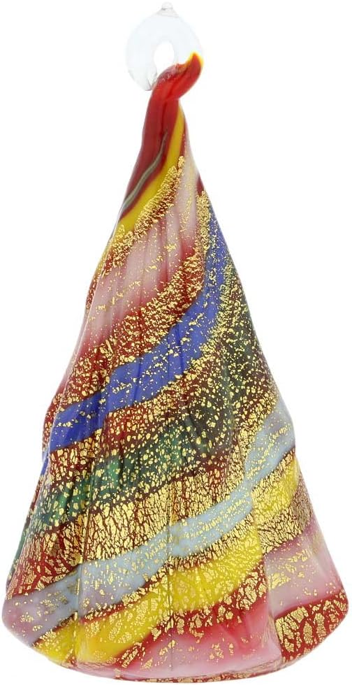 Glass Of Venice Murano Glass Christmas Tree Hanging Figurine - Red