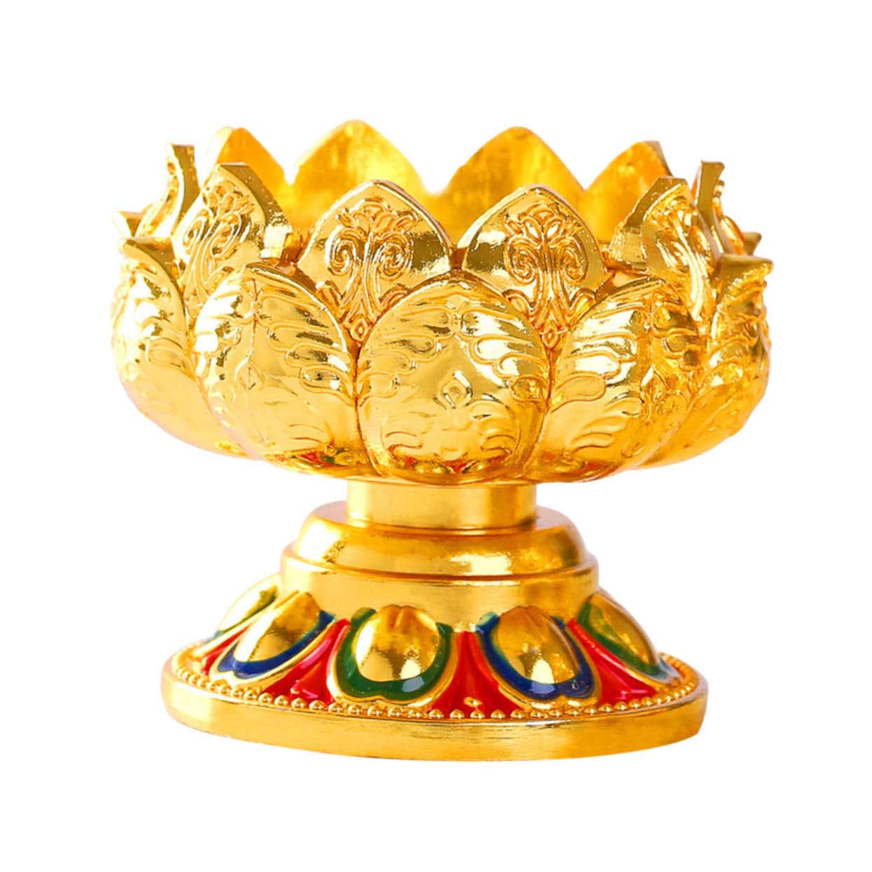 GOOHOCHY 1 PC Metal Ghee Lamp Holder Home Decoration Holder for Candle Lotus Tealight Candle Holder Lotus Design Candlestick Buddhism Craft Decor for Home Altar Buddhist Supplies Household