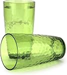 Yalin 20 Ounce Acrylic Drinking Glasses, Reusable Plastic Tumbler, Stackable, BPA-Free, Shatter Proof, Dishwasher Safe, Set of 6 Cups (Green)