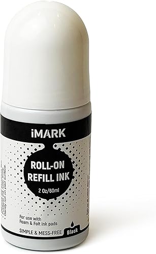 Miniatura 4 de iMARK Recambio de tinta enrollable prémium para almohadillas de espuma y fieltro, 2 onzas (negro)