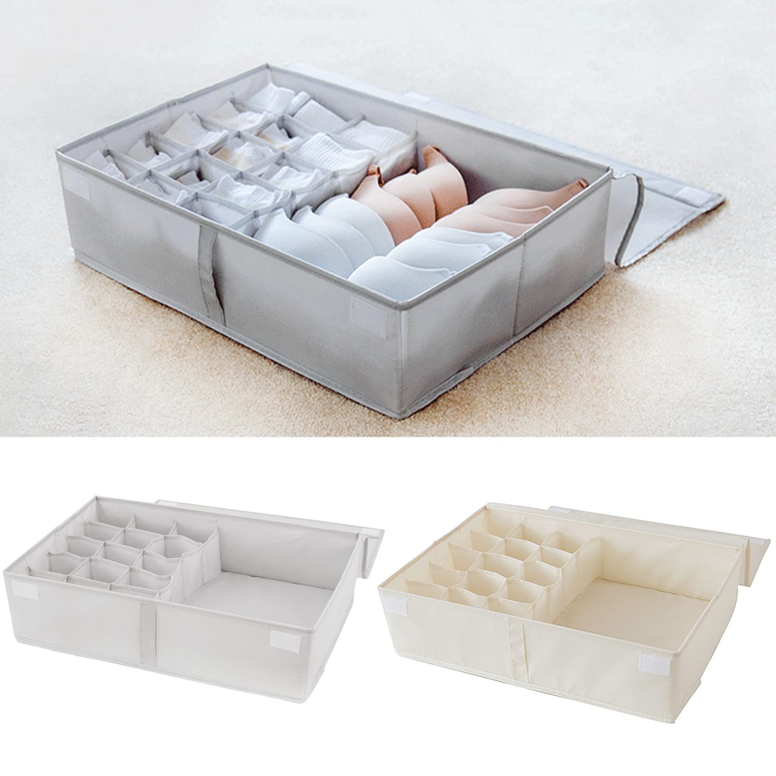 2 PCS Lavable Oxford Paño Interior Divisor Organizador, Caja de Almacenamiento de Calcetines con Tapa, Plegable Polvo a Prueba de Polvo Tie Hit Bra Organizador