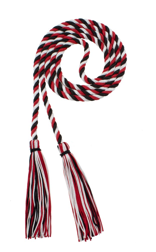 Tassel Depot Graduation Honor Cord - Black/Red/White - Every School Color Available - Made In Usa