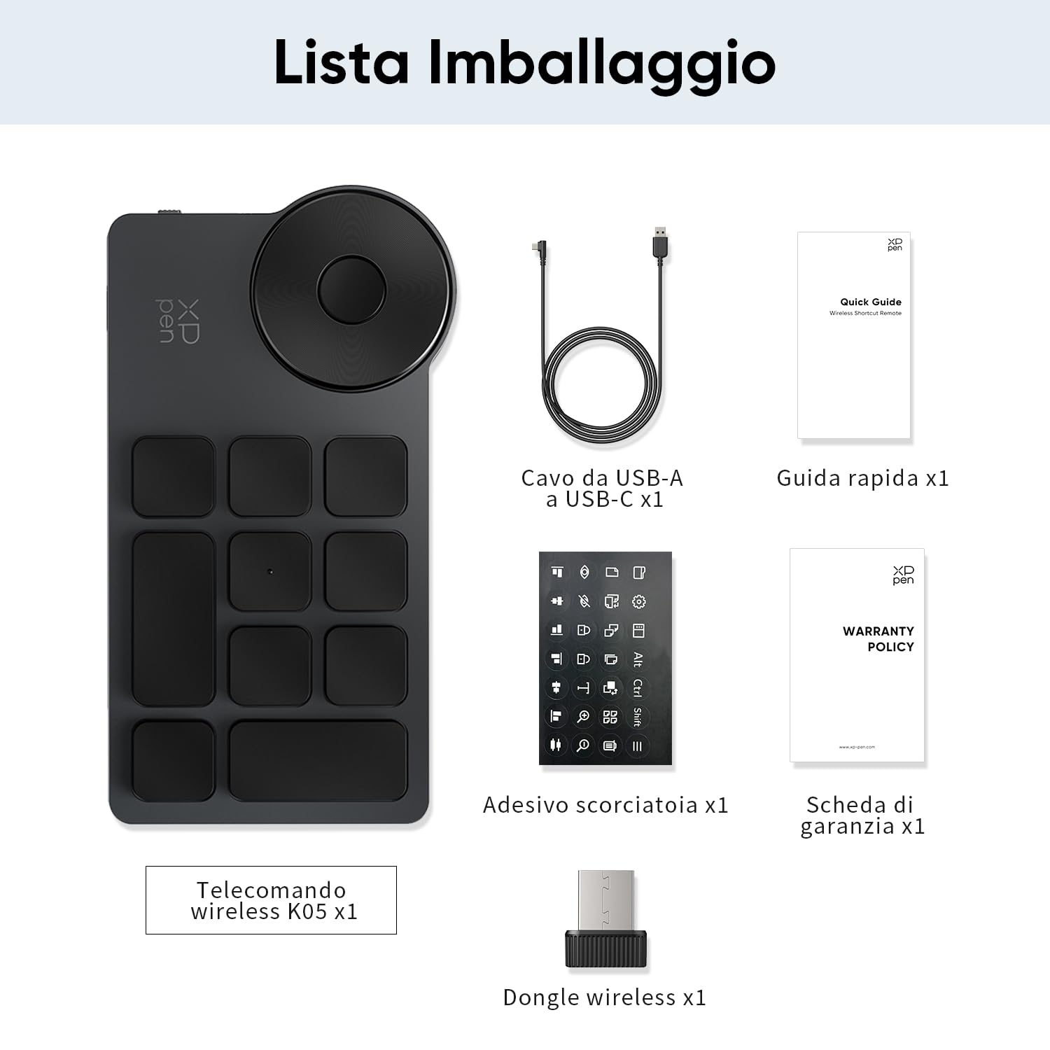 XPPen ACK05 Tastiera Remota Bluetooth 5.0 Telecomando Quick Keys fino a 40 scelte rapide personalizzate, Controller Wireless per Tavoletta Grafica