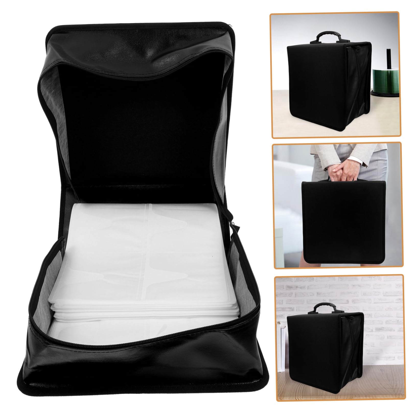 Borsa Porta Cd Dvd Pu Pelle Capacità Dischi Organizer Portatile Per Auto e Viaggi Custodia Per Dischi Protettiva Nera Struttura Durevole e Facile Da Trasportare